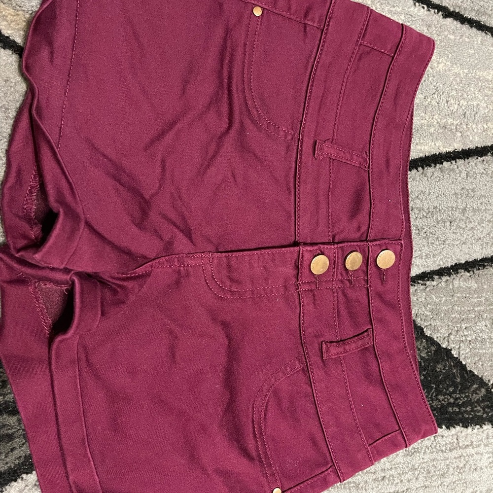 Refuge High Waist Burgundy Shorts